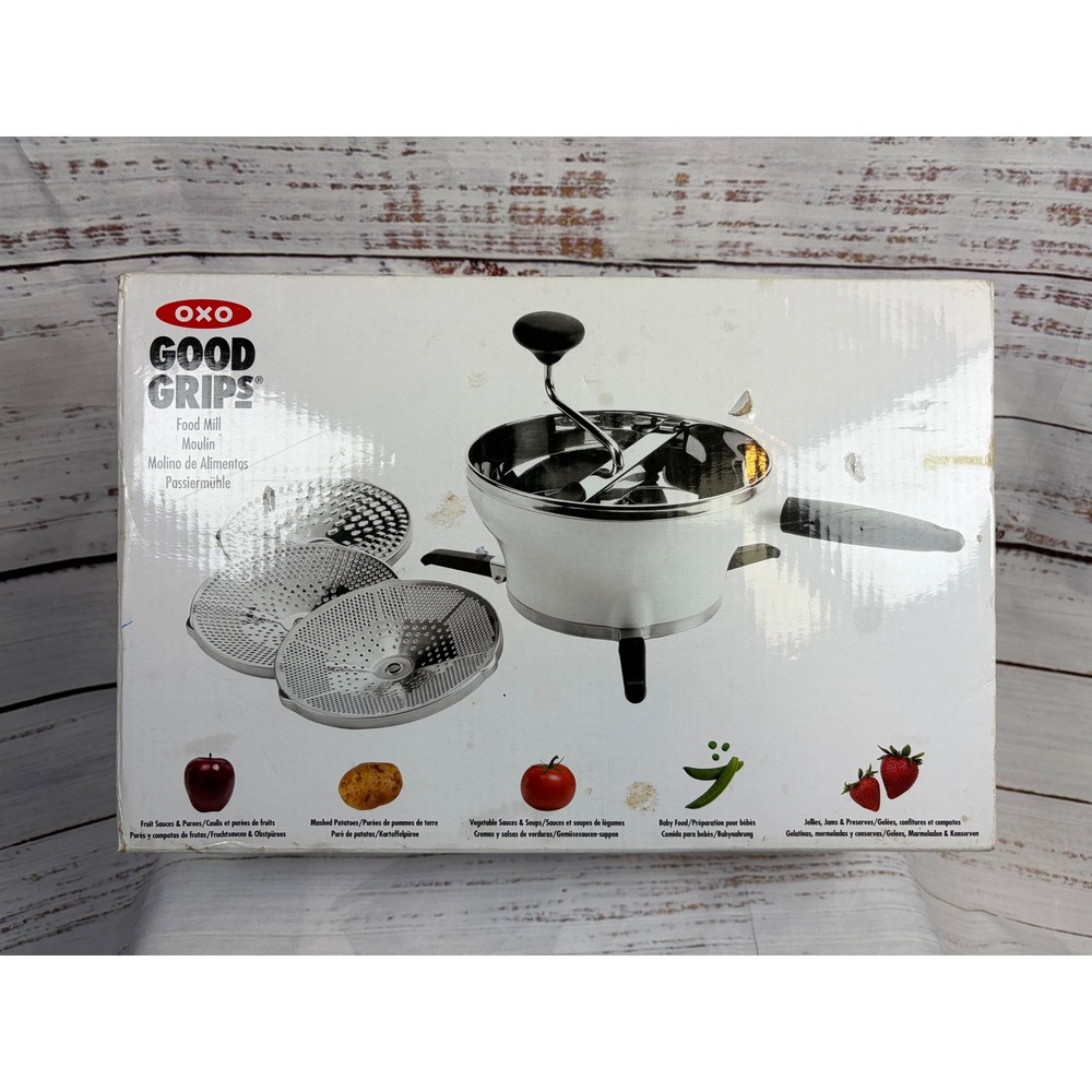 OXO Good Grips Food Mill Stainless Steel 3 Grinding Discs 1071478 White Black
